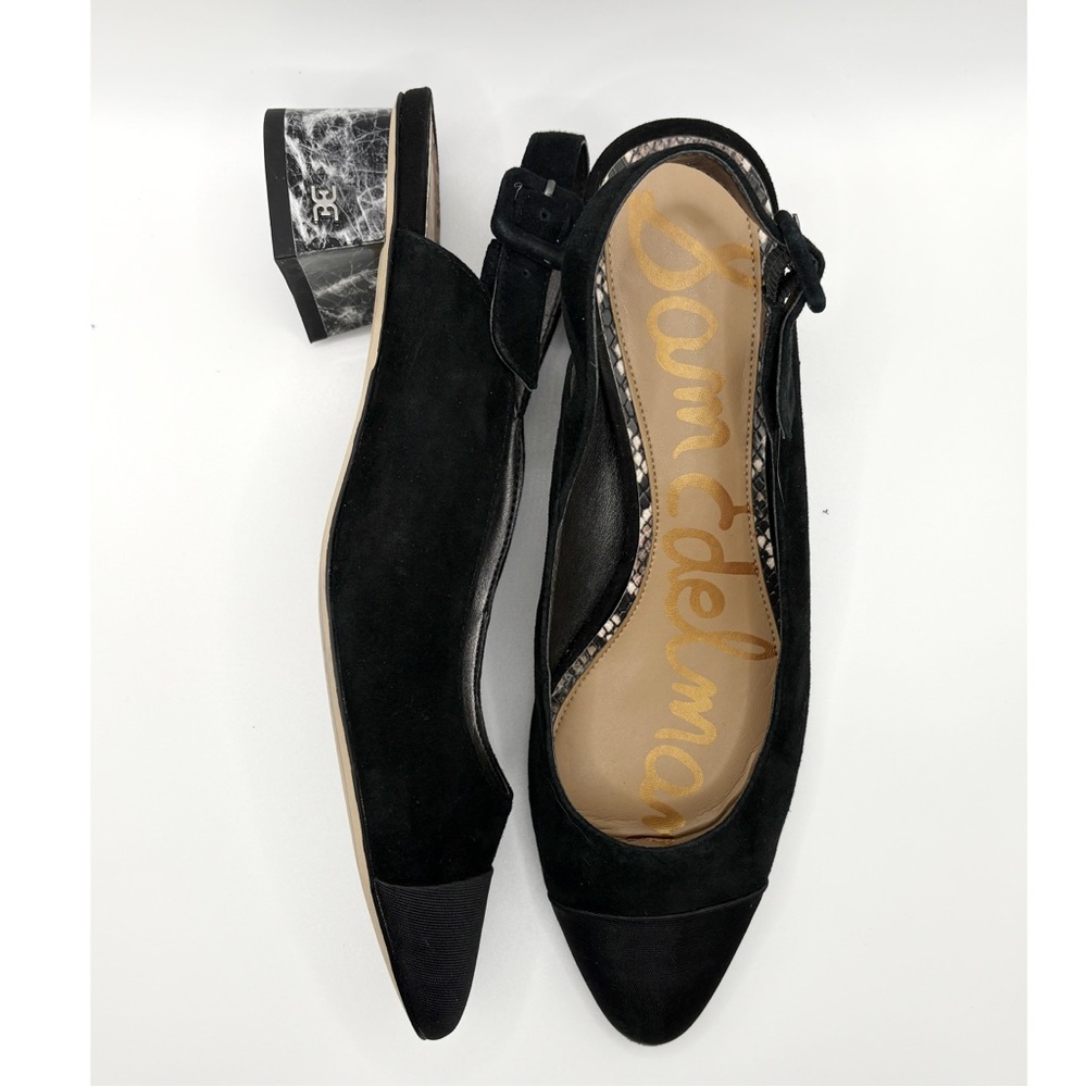 Sam Edelman‎ Slingback Black Suede Marble Heels